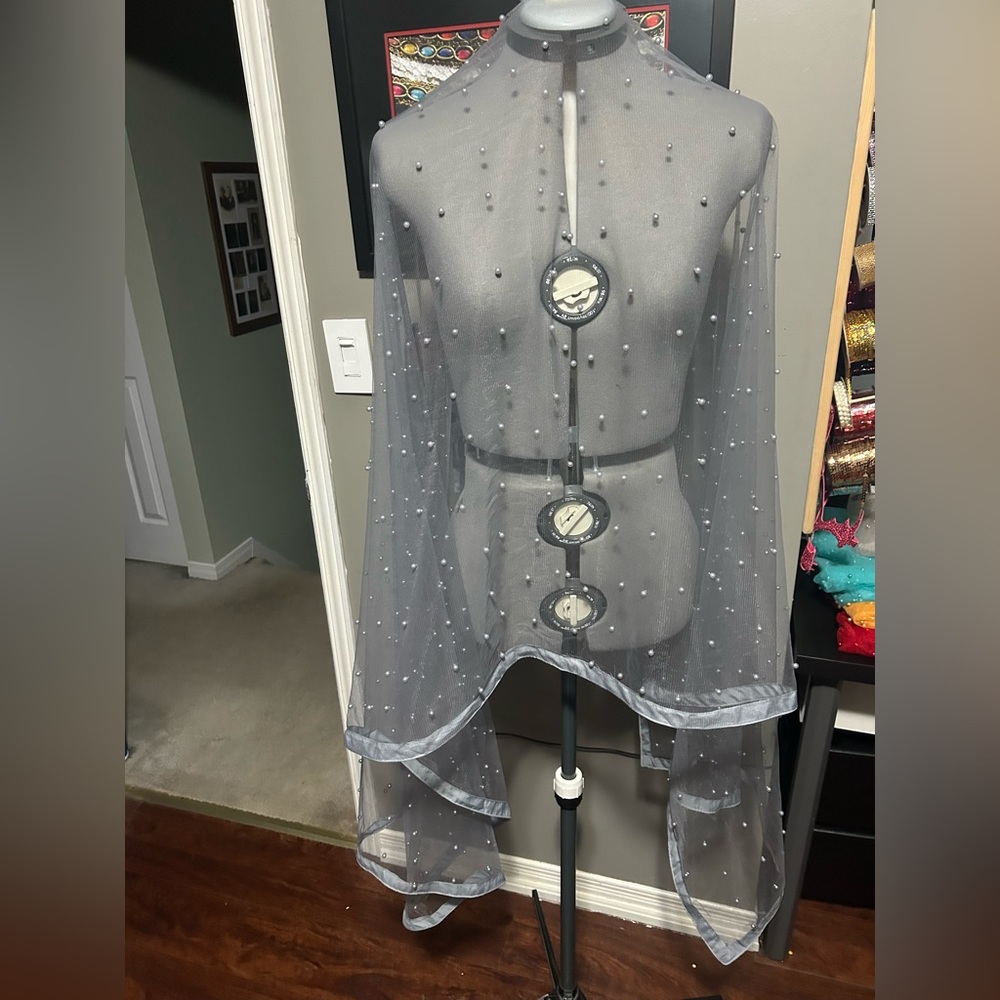 Medium Grey Beaded Belly Dance Veil
